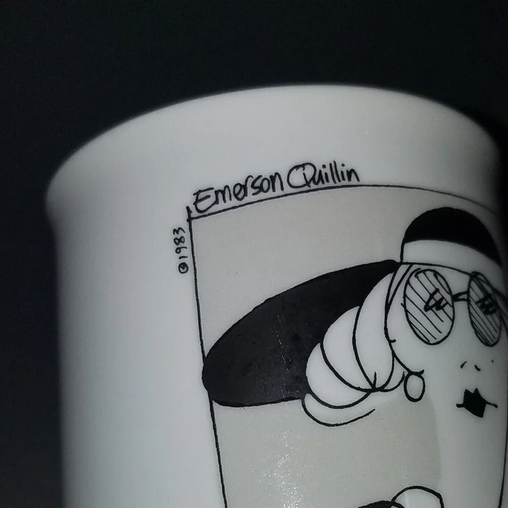 VTG It's A Jungle Out There Mug Emerson Quillin Enesco Korea 1983 Black White